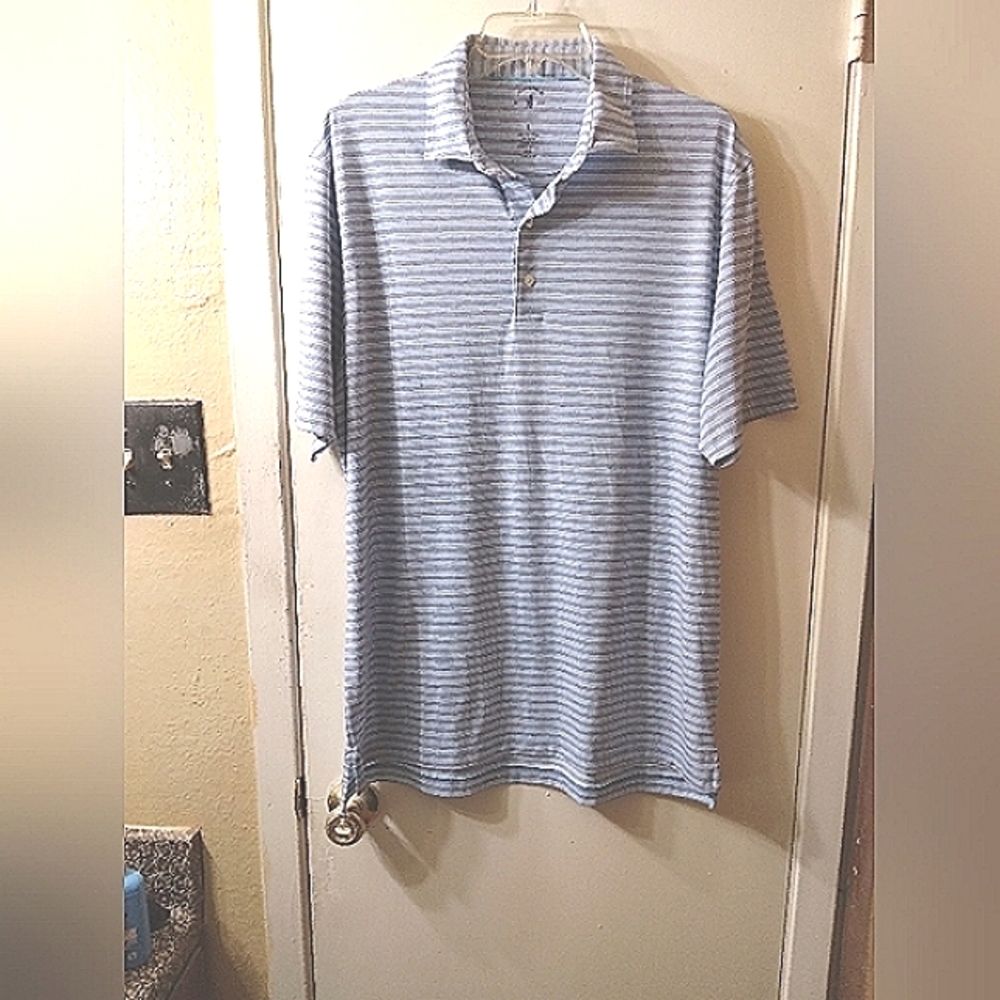 Johnnie- O Striped Purple/Blue Polo Shirt Top Shelf Size Large